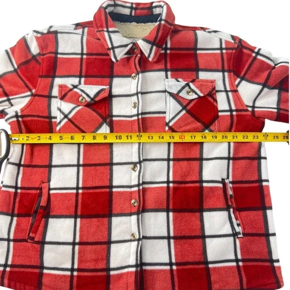 Sage Collective Women's Shacket Faux Fur‎ Lined Plush Plaid Button Front XL Warm - Picture 8 of 10